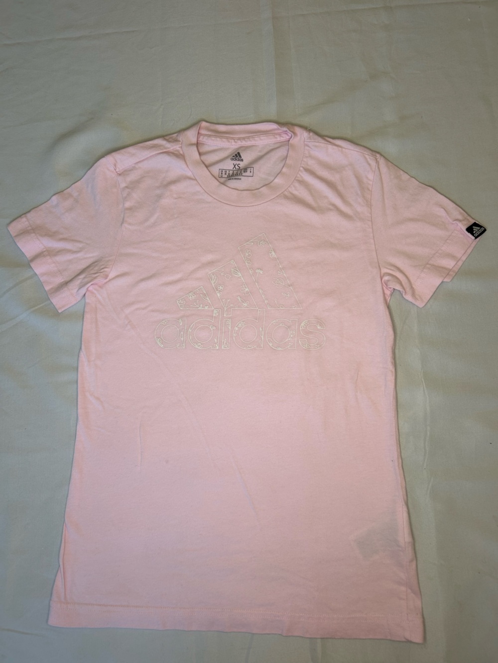 adidas Girls Light Pink Short Sleeve Logo Tee